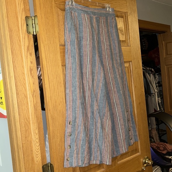 Madewell Side-Button Houston Pull-On Crop Pants in Rainbow Stripe | Size S - Picture 6 of 9